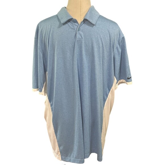 Nike Golf Tour Performance‎ Dri Fit  Polo Carolina Blue w White Size XXL EUC - Picture 1 of 4